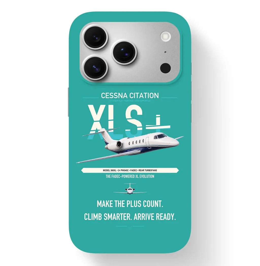 Cessna Citation XLSPlus design on turquoise magsafe iphone case, for iPhone 17 Pro