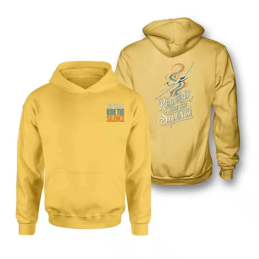 SIGNAL 571 - Read The Air Ride The Silence - Double-Side Hoodie design on yellow double side hoodie