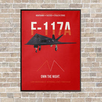 Thumbnail for F-117A Nighthawk Own The Night vertical canvas print - framed - red background