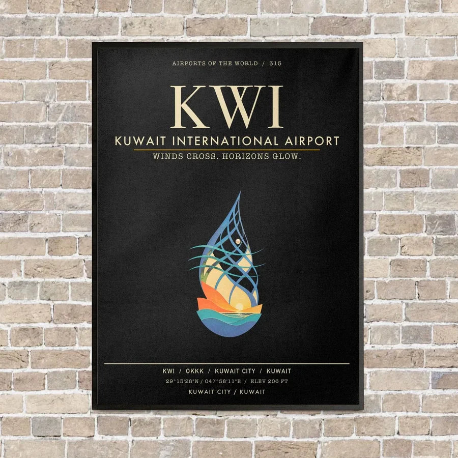 Kuwait International Airport KWI - Canvas Framed - Black