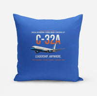 Thumbnail for C-32A Air Force Two Global Reach design on blue pillow