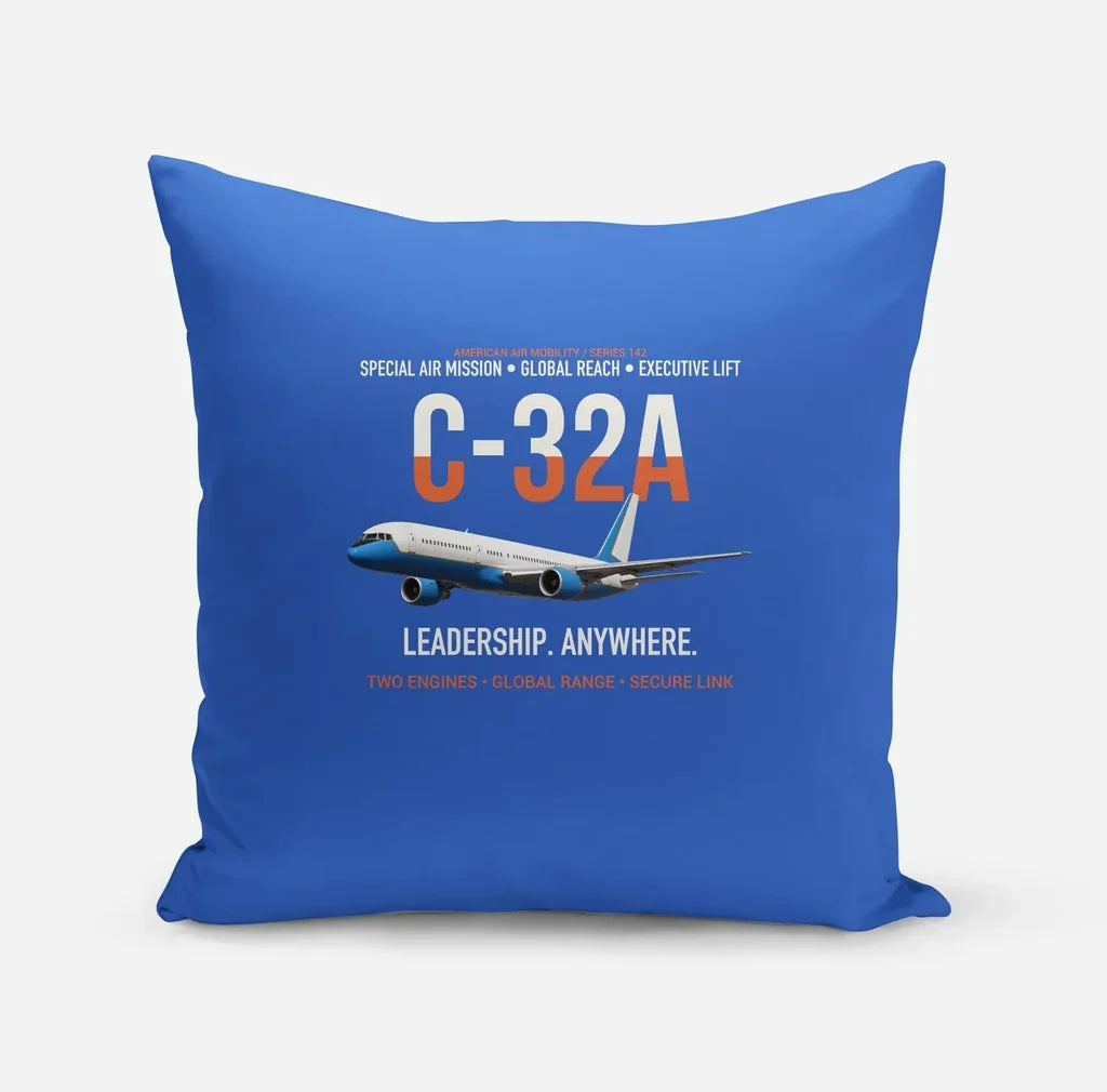 C-32A Air Force Two Global Reach design on blue pillow