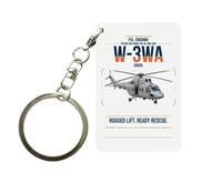 Thumbnail for PZL-Świdnik W-3WA Sokół design on white designed key chain, double-side print