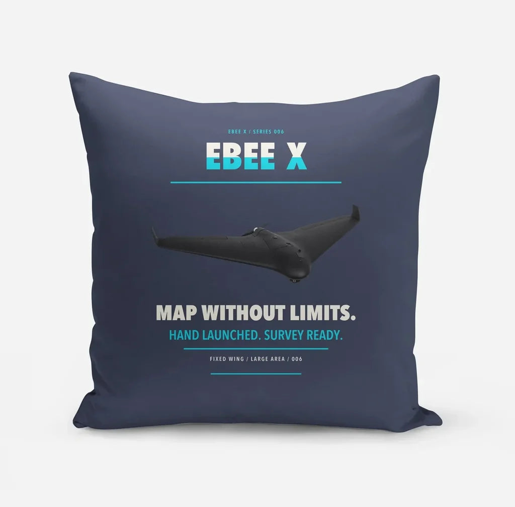 AgEagle eBee X design on navy blue pillow