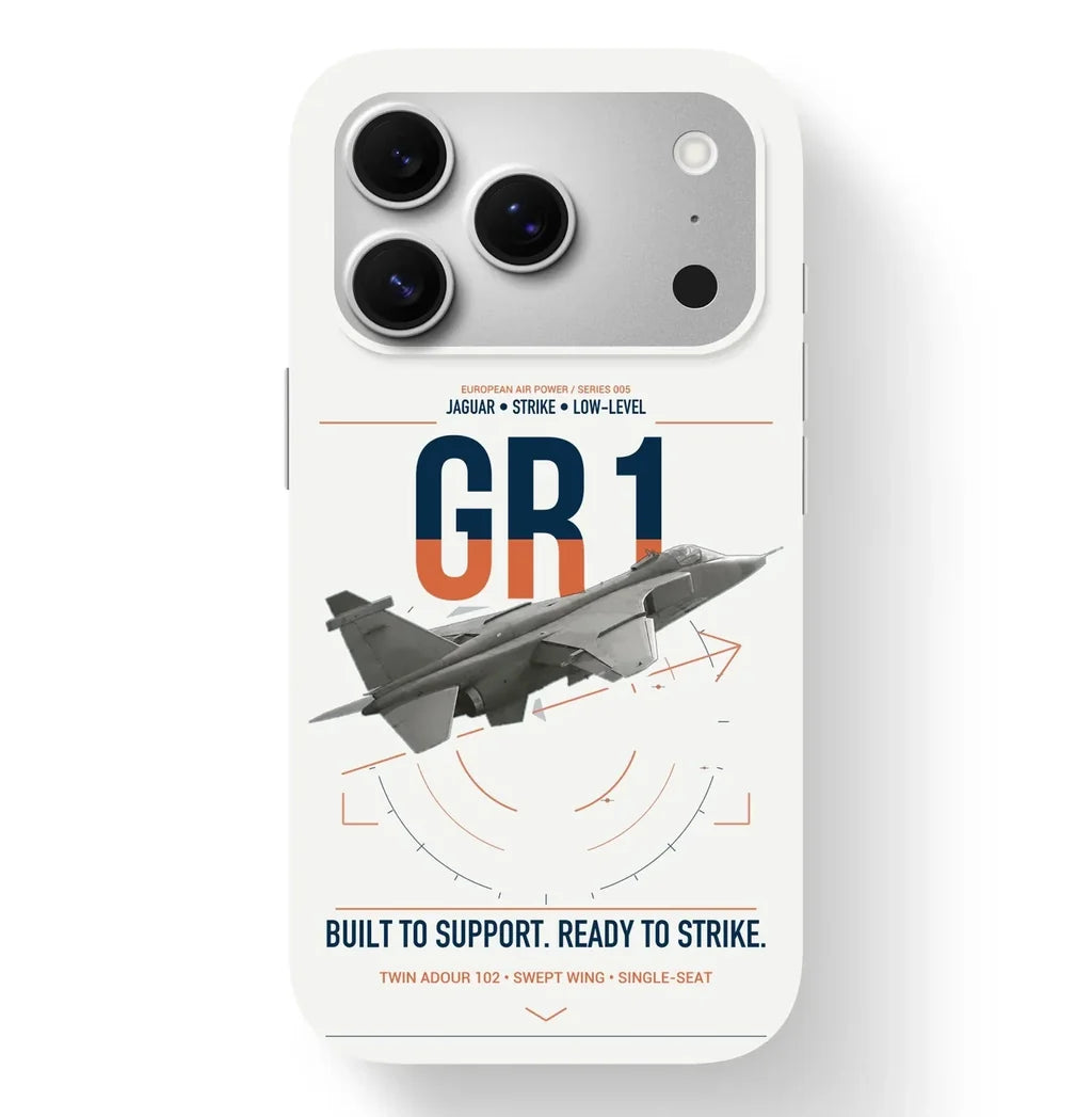 SEPECAT Jaguar GR1 design on white magsafe iphone case, for iPhone 17 Pro