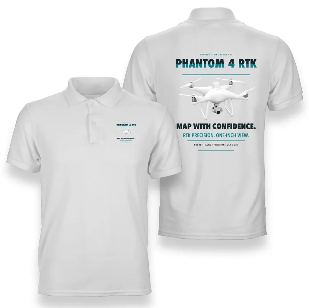 DJI Phantom 4 RTK design on white polo