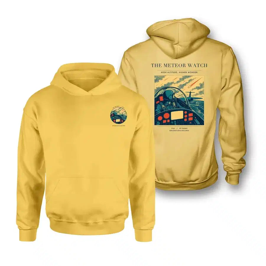 VINTAGE G4212 - The Meteor Watch - Double-Side Hoodie design on yellow double side