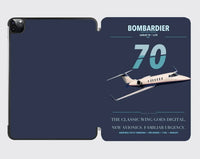 Thumbnail for Bombardier Learjet 70 design on navy blue ipad tablet case