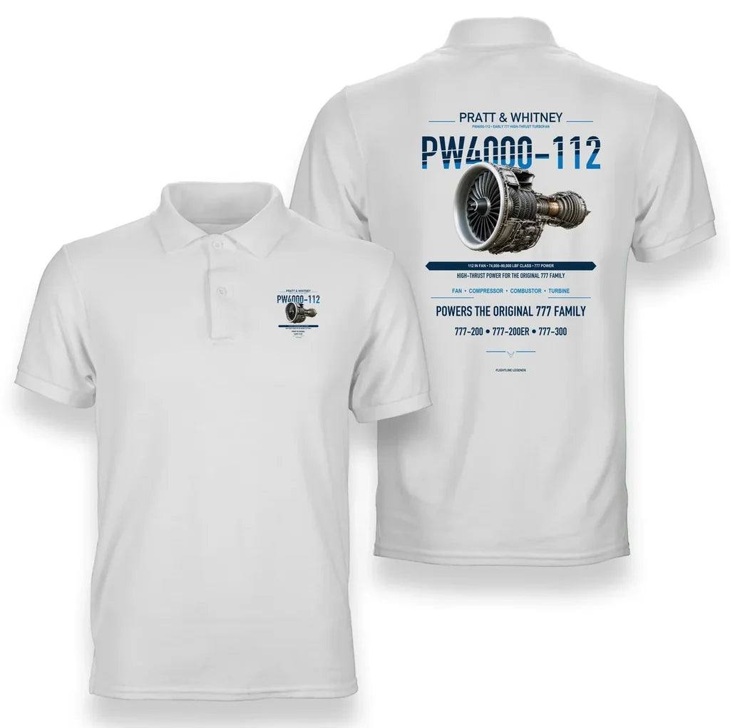 PW4000-112 design on white polo