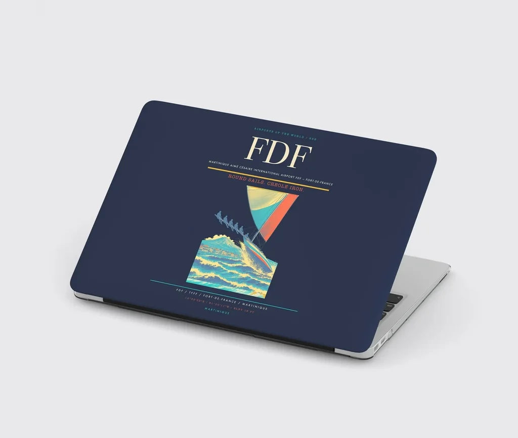 Martinique Aimé Césaire International Airport (FDF) design on navy blue MacBook case