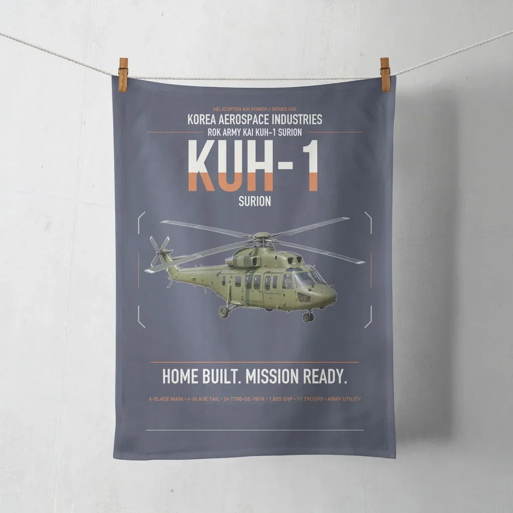 Korea Aerospace Industries KUH-1 Surion design on navy blue towel