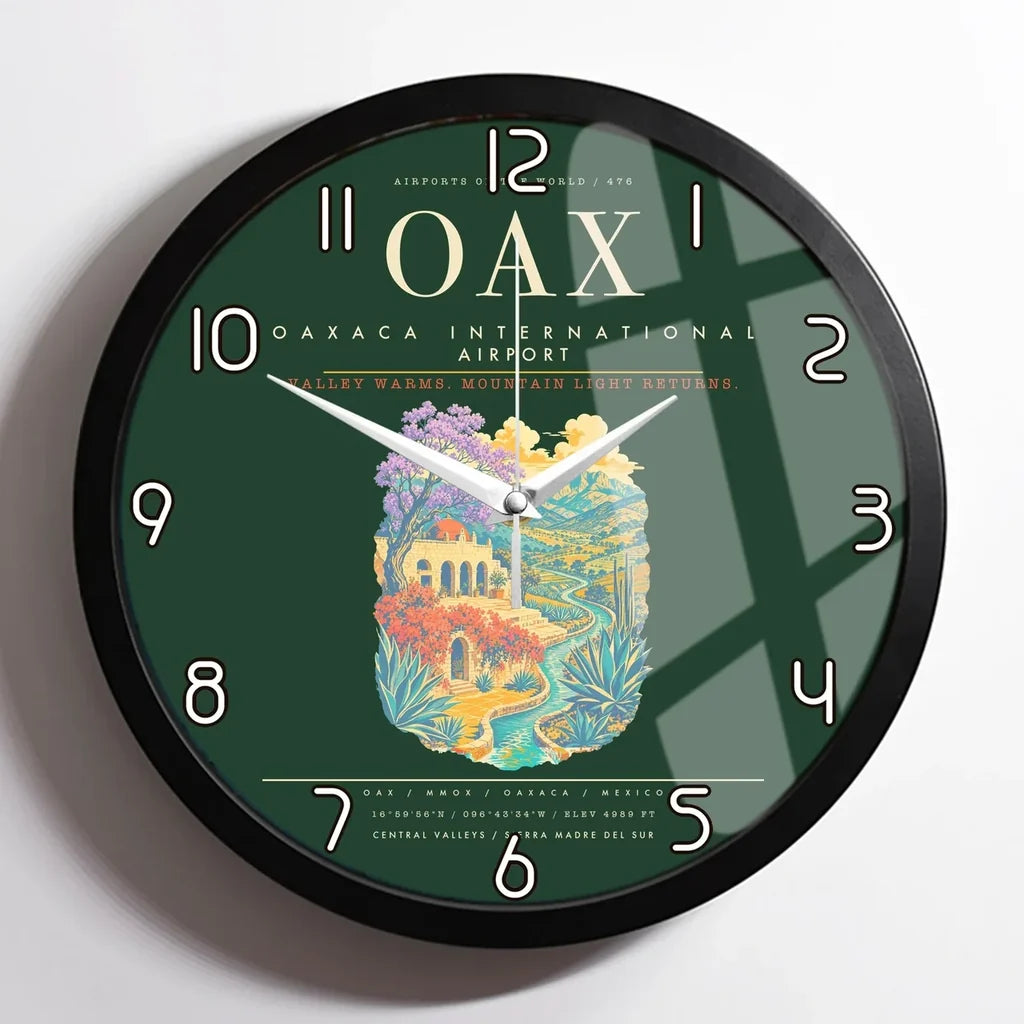 Oaxaca International Airport OAX Wall-Clock Framed - Dark Green