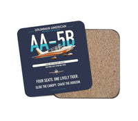 Thumbnail for Grumman American AA-5B Tiger design on navy blue 1 piece coaster