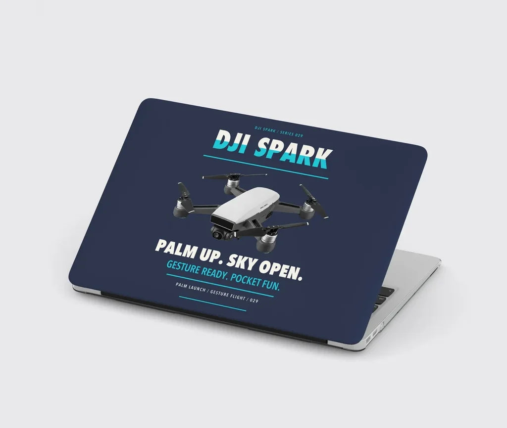 DJI Spark design on navy blue MacBook case