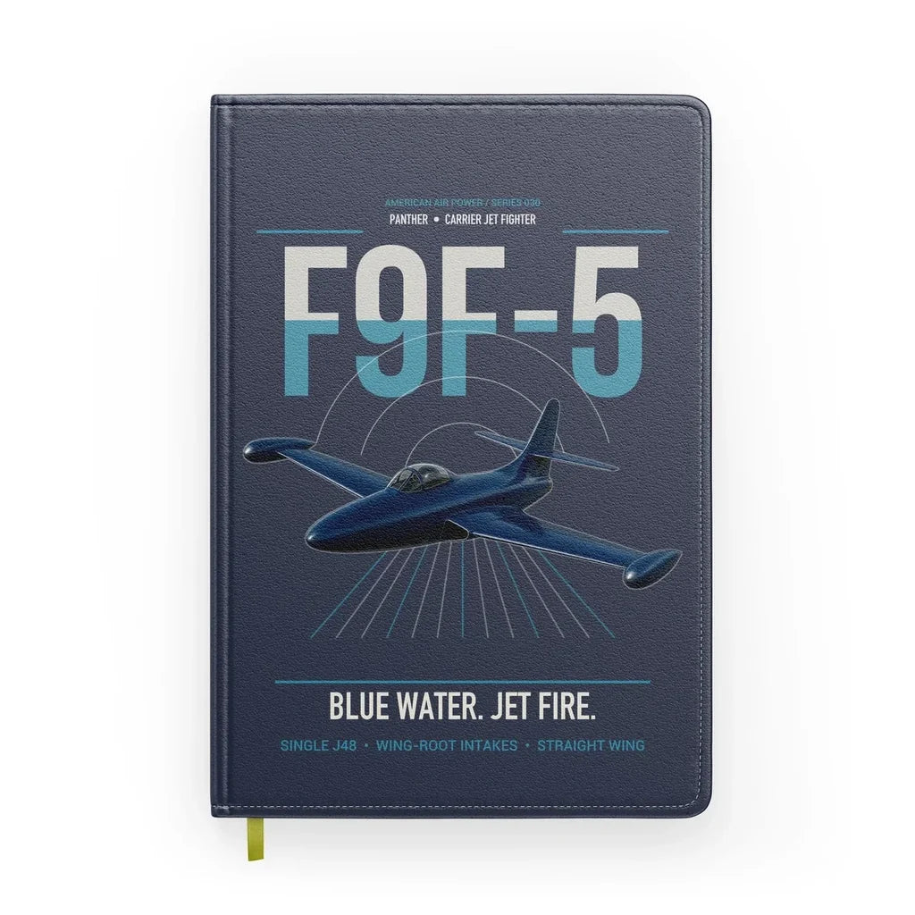 F9F-5 Panther design on navy blue notebook