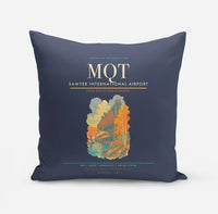 Thumbnail for Sawyer International Airport (MQT) design on navy blue pillow