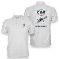 Thumbnail for Erickson S-64F Air Crane design on white double-side polo t-shirt, double-side print