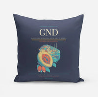 Thumbnail for Maurice Bishop International Airport (GND) design on navy blue pillow