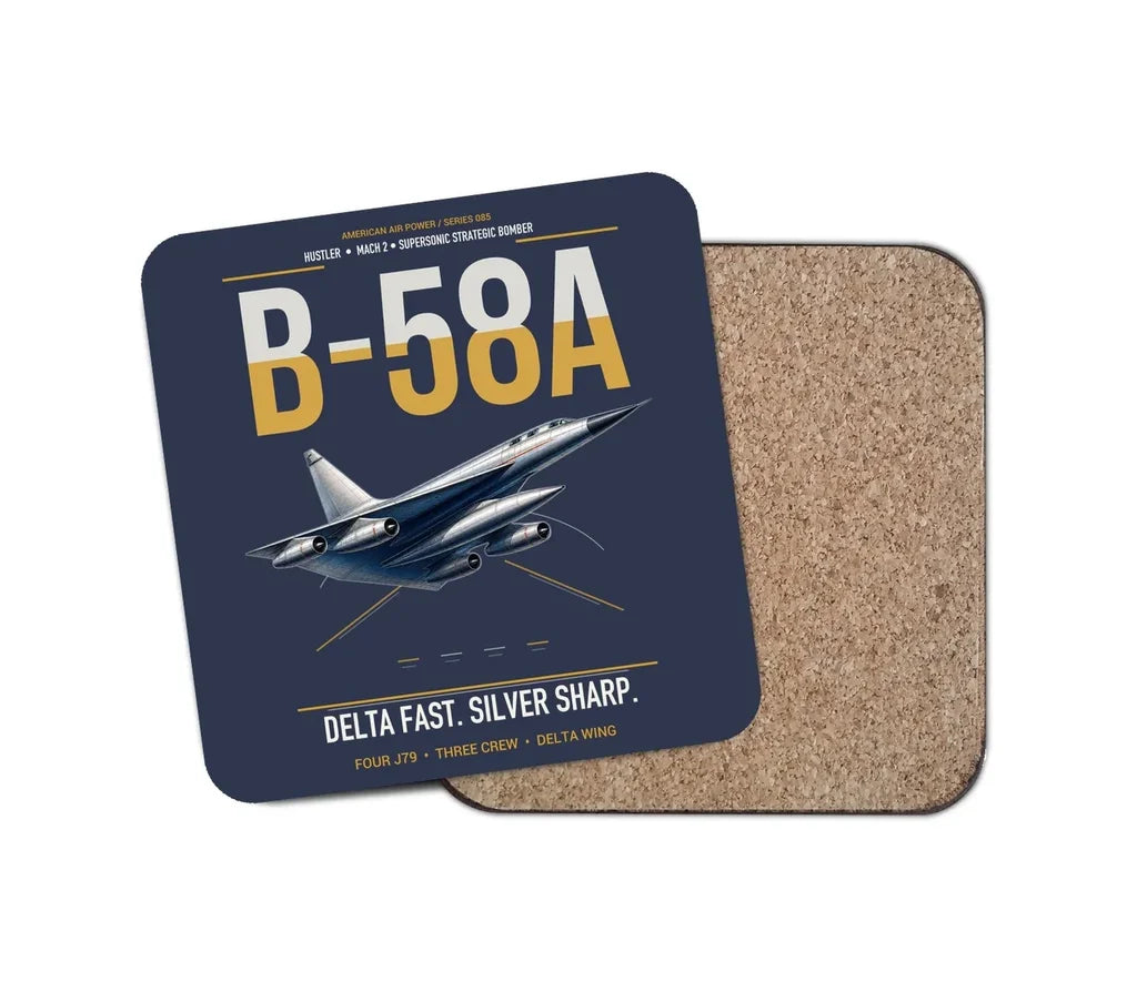 B-58A Hustler design on navy blue 1 piece coaster