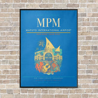 Thumbnail for Maputo International Airport MPM vertical canvas print - framed - turquoise background