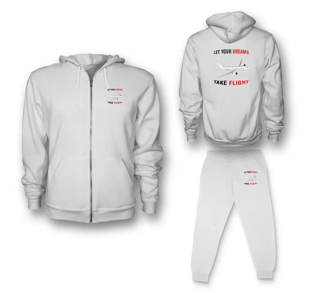 Let Your Dreams Take Flight Zipped Hoodie - White