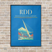 Thumbnail for Redding Regional Airport RDD vertical canvas print - framed - turquoise background