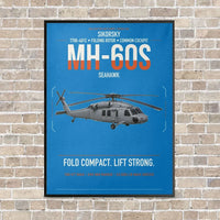 Thumbnail for Sikorsky MH-60S Seahawk vertical canvas print - framed - turquoise background