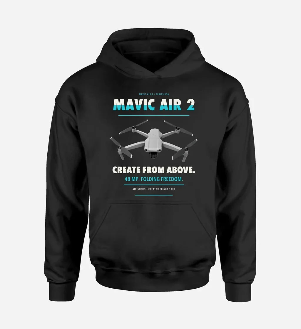 DJI Mavic Air 2 design on black hoodie single side