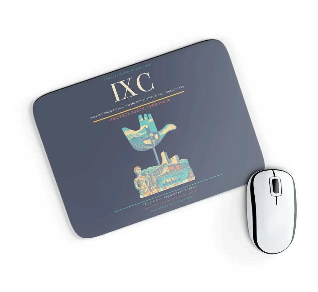 Shaheed Bhagat Singh International Airport (IXC) design on navy blue rectangle mouse pad