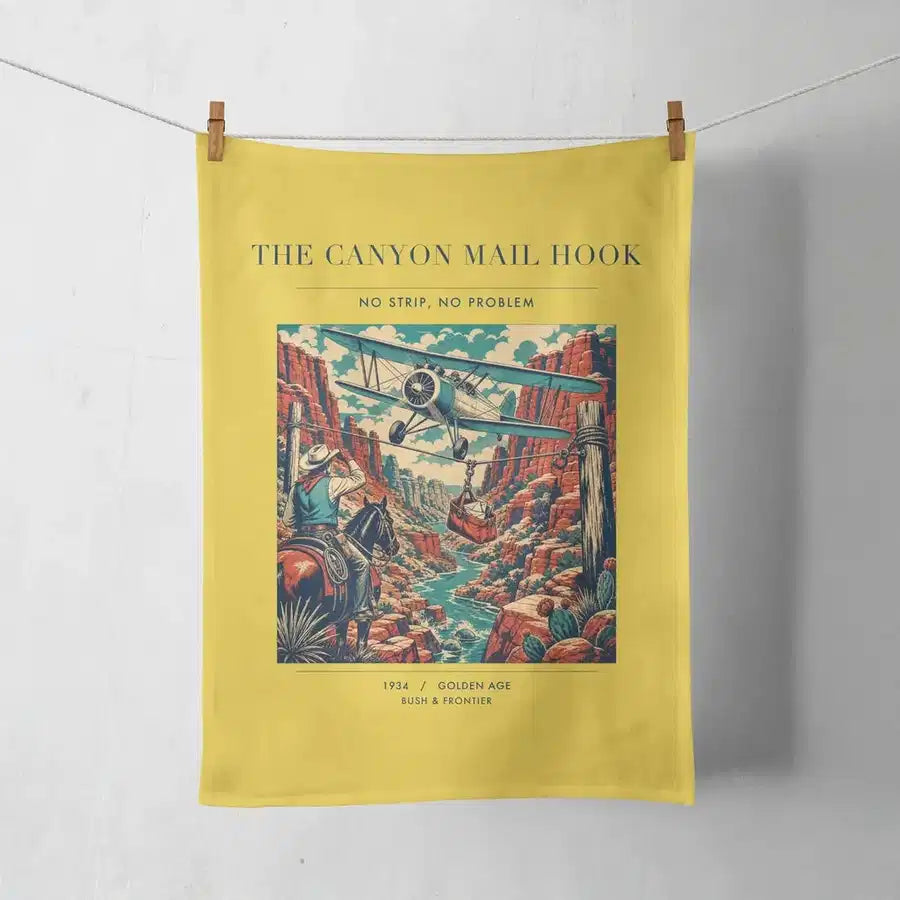 VINTAGE G4285 - The Canyon Mail Hook - Designed Towels design on yellow