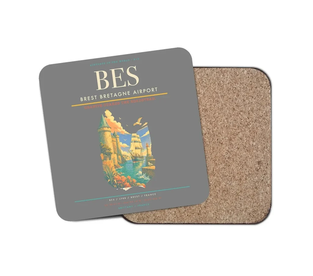 Brest Bretagne Airport BES Coaster 1-Piece - Gray