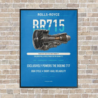 Thumbnail for BR715 vertical canvas print - framed - turquoise background