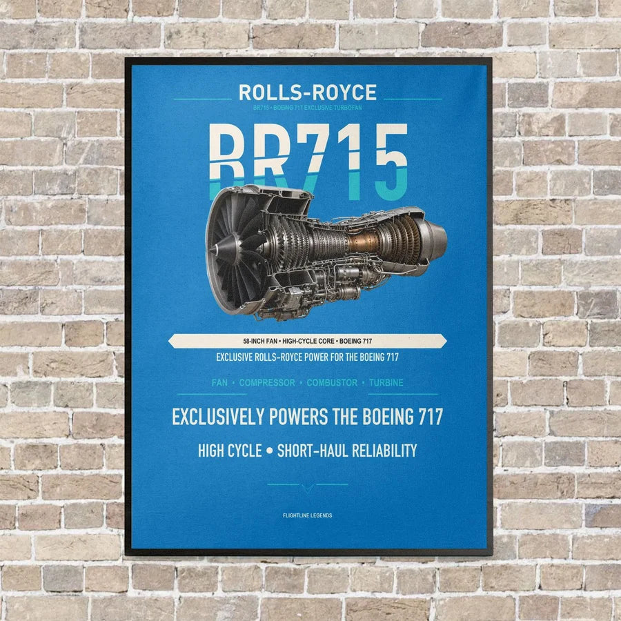 BR715 vertical canvas print - framed - turquoise background