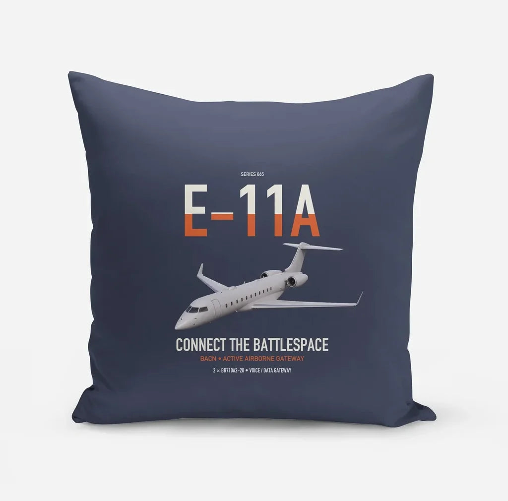 E-11A BACN design on navy blue pillow
