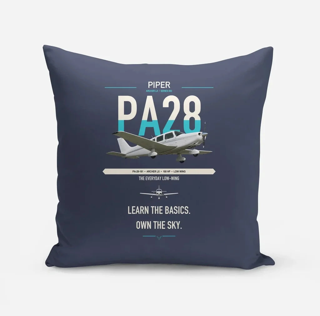 Piper PA-28-181 Archer LX design on navy blue pillow