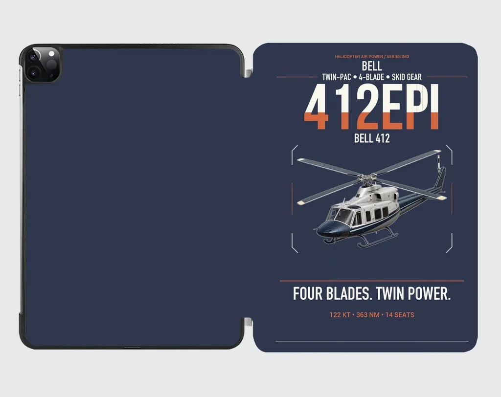 Bell 412EPI design on navy blue ipad tablet case