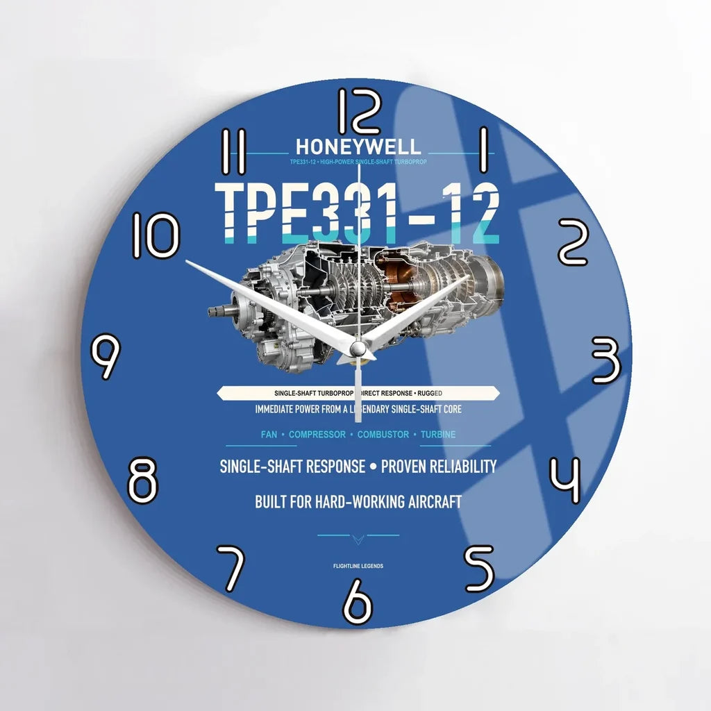 TPE331-12 design on blue no frame wall clock