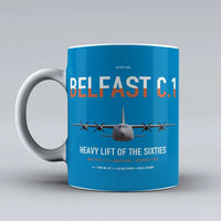 Thumbnail for Short Belfast C.1 design on turquoise ceramic mug, double-side print