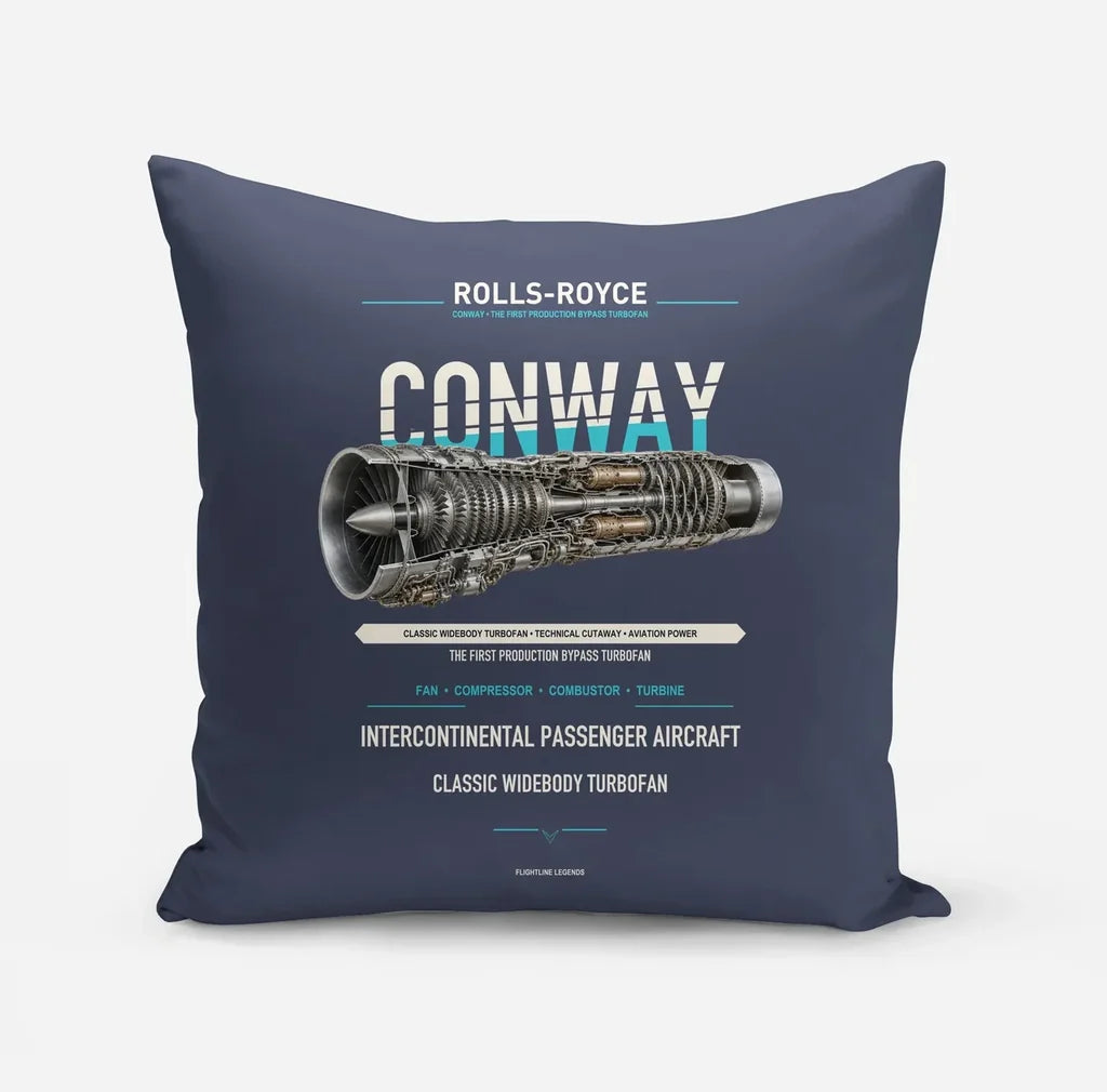 CONWAY design on navy blue pillow