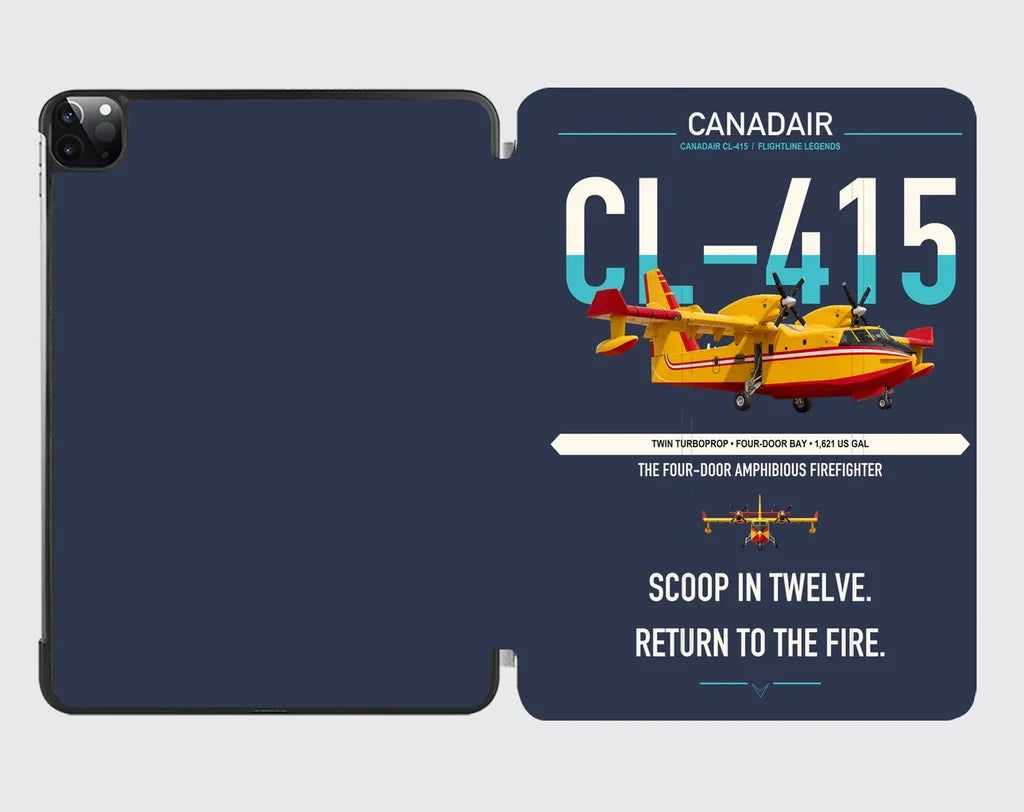 Canadair CL-415 design on navy blue ipad tablet case