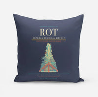 Thumbnail for Rotorua Regional Airport (ROT) design on navy blue pillow