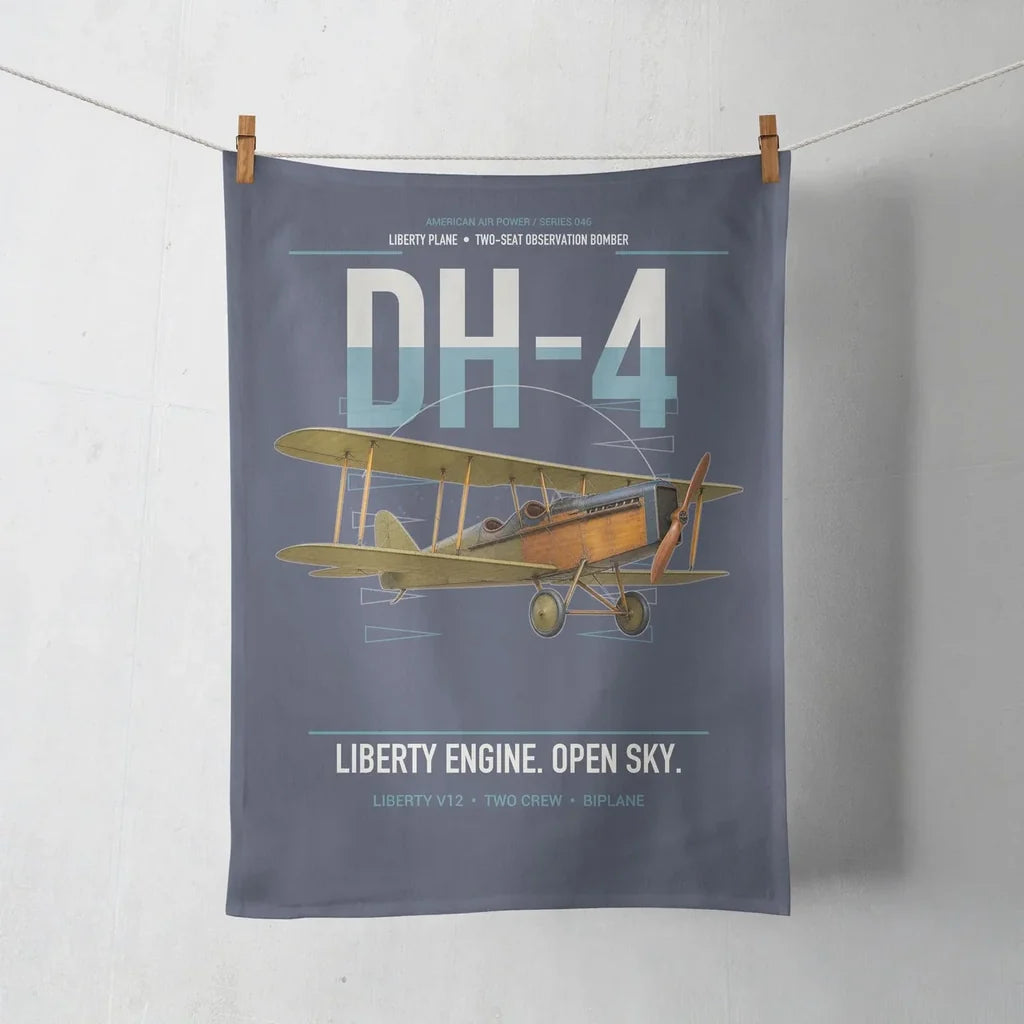 Airco DH-4 Liberty Plane design on navy blue towel