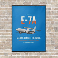 Thumbnail for E-7A Wedgetail vertical canvas print - framed - turquoise background