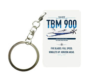 Thumbnail for Daher TBM 900 design on white designed key chain, double-side print