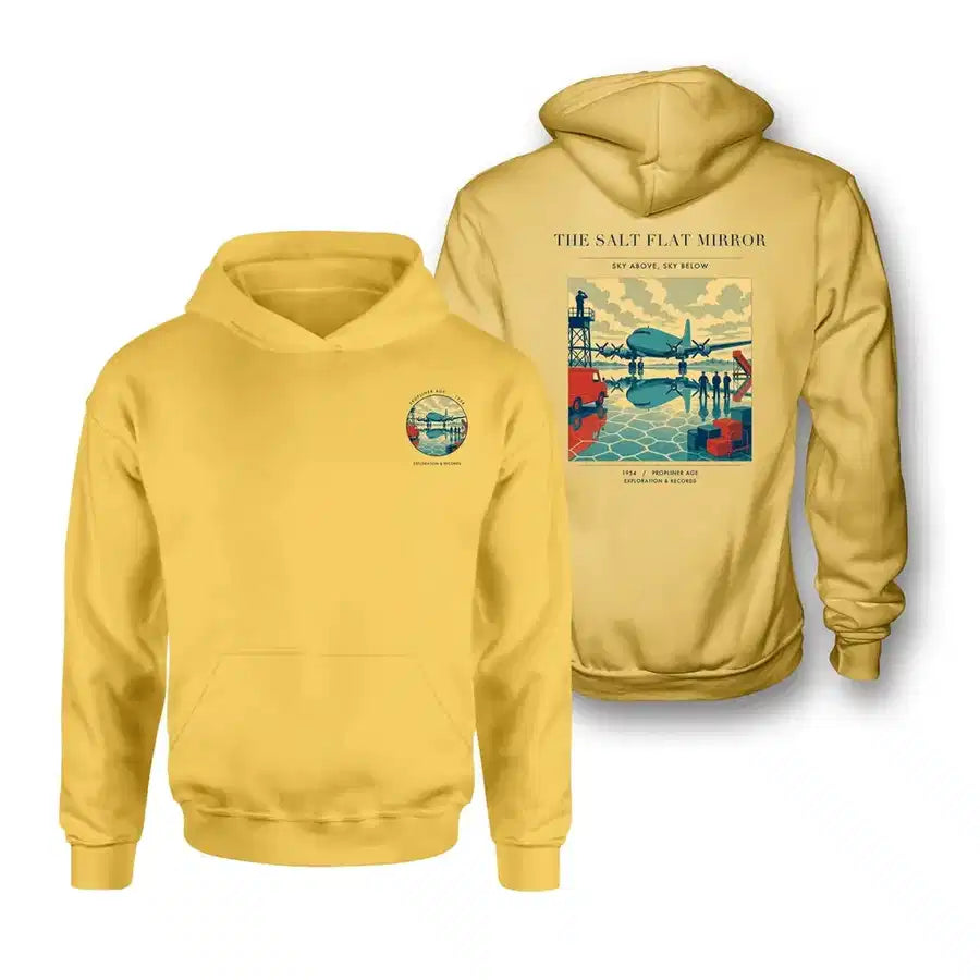 VINTAGE G4333 - The Salt Flat Mirror - Double-Side Hoodie design on yellow double side