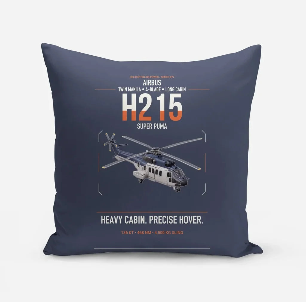 Airbus H215 design on navy blue pillow