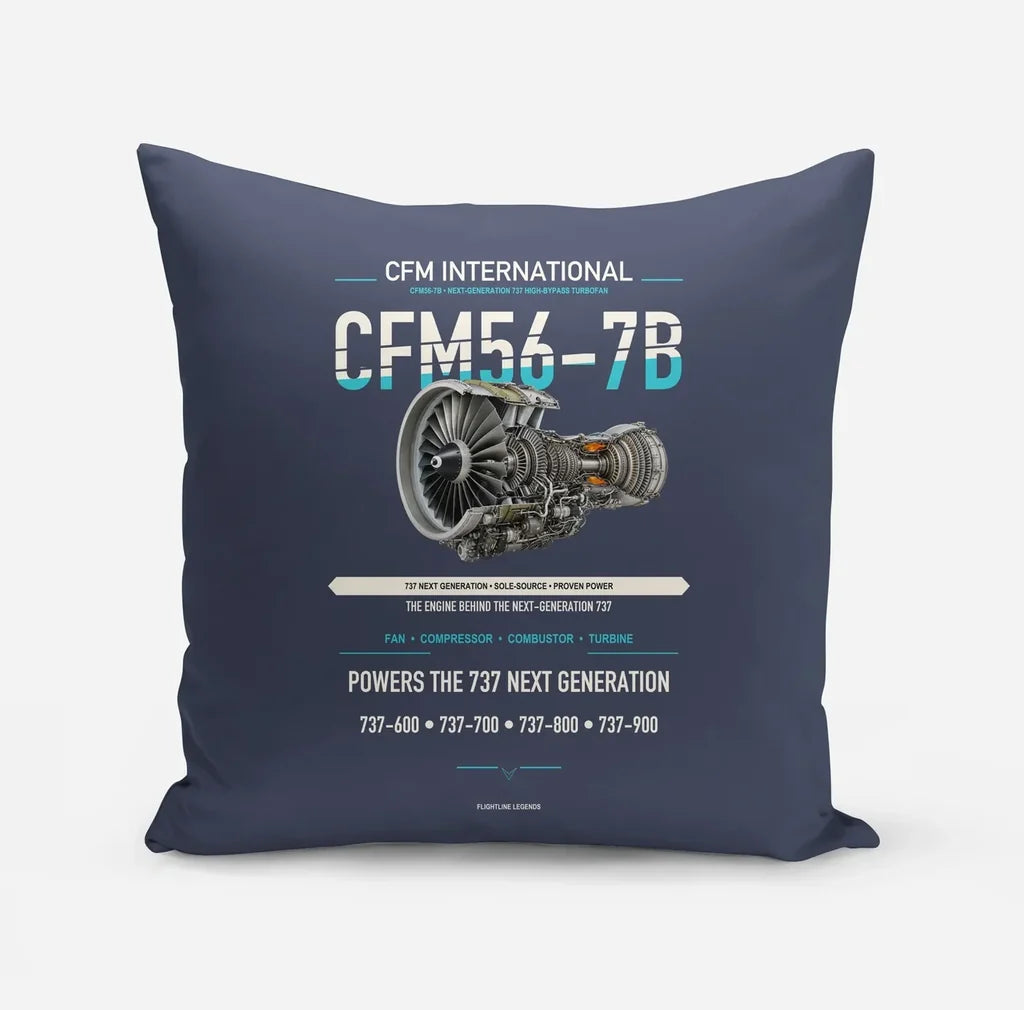 CFM56-7B design on navy blue pillow