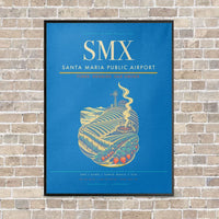 Thumbnail for Santa Maria Public Airport SMX vertical canvas print - framed - turquoise background