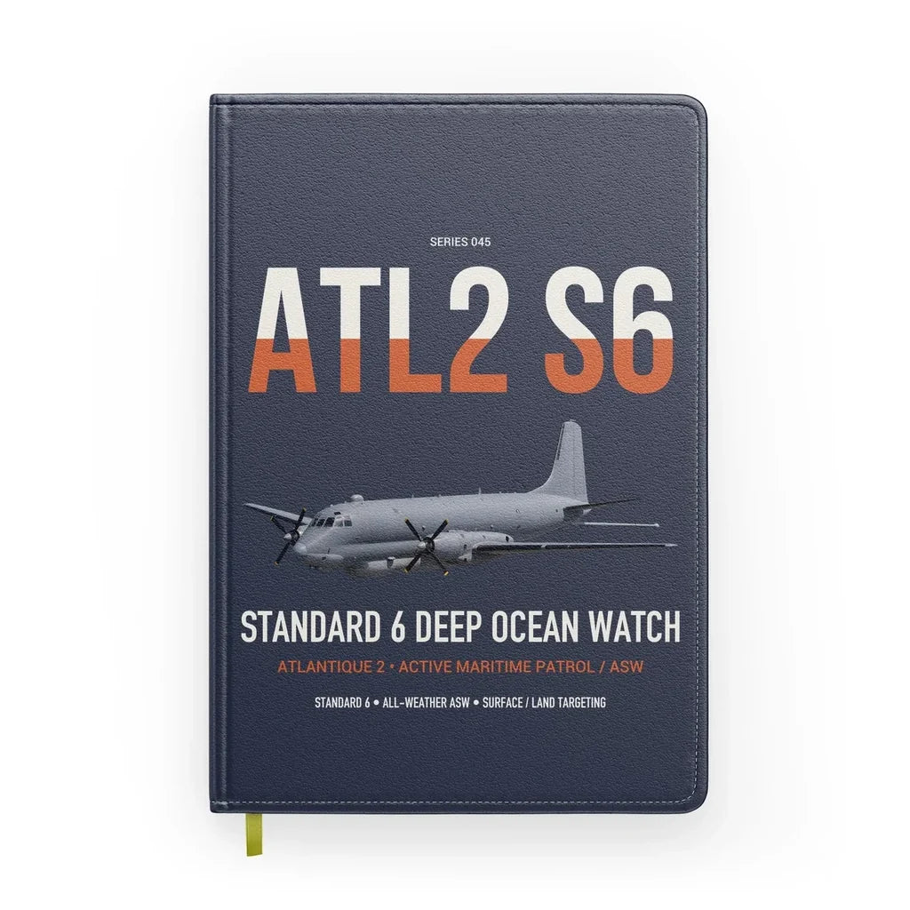 Atlantique 2 Standard 6 design on navy blue notebook