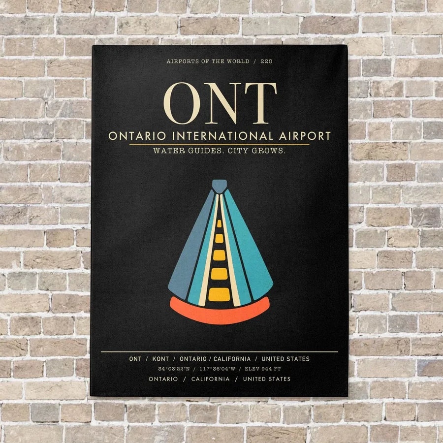 Ontario International Airport ONT - Canvas Framed - Black